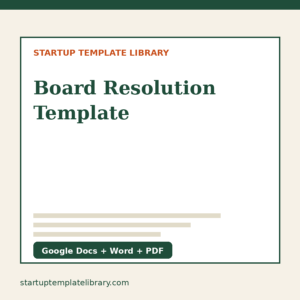 Board Resolution Template cover