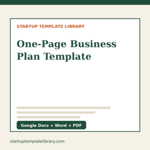 One-Page Business Plan Template cover
